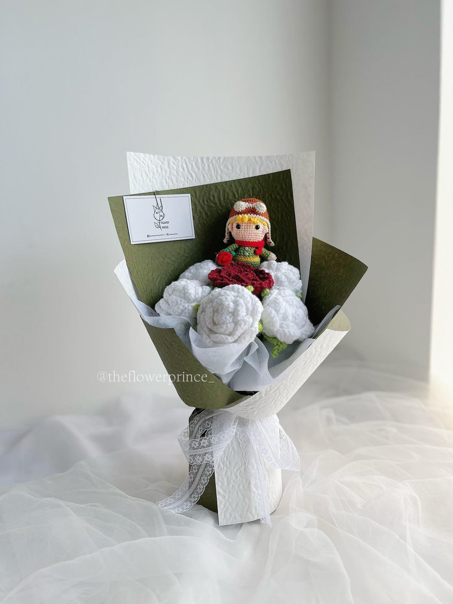ππΉ White Green - Little Prince's Rose Planet Bouquet