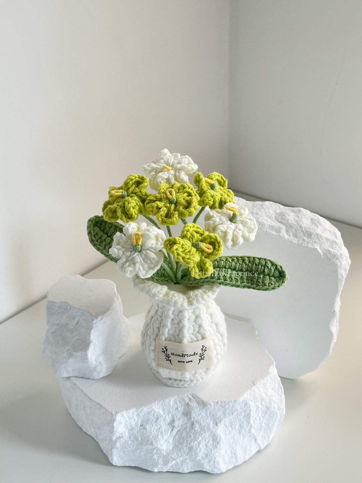 P11 - White Green Myosotis Potted