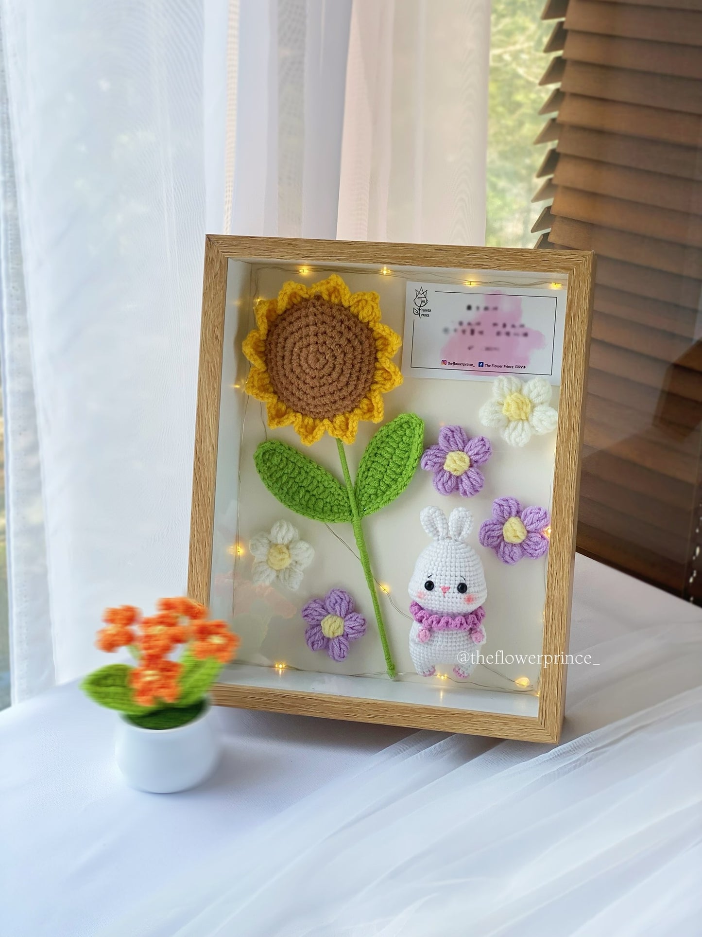 🐰🌻🌸🖼️ Khaki - Cutie Rabbit Garden Sunflower Frame (with LED)