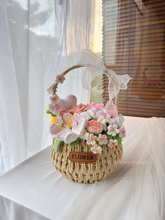 Pink-White Lovely Series Round Basket
