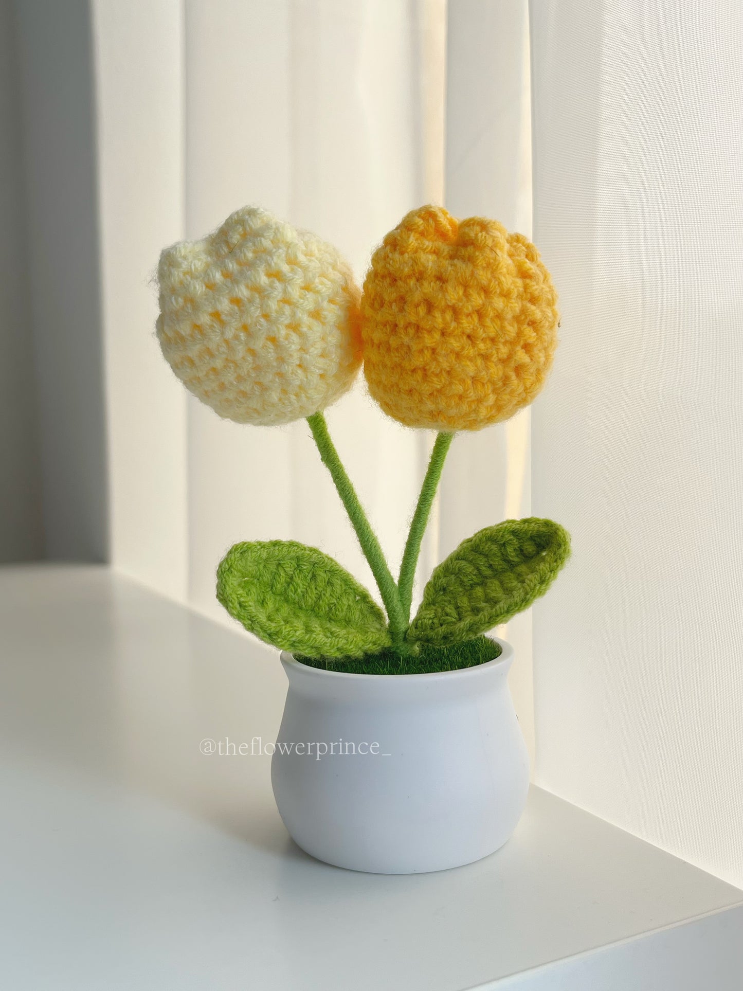 P06 - Yellow Tulip Mini Potted (white based)